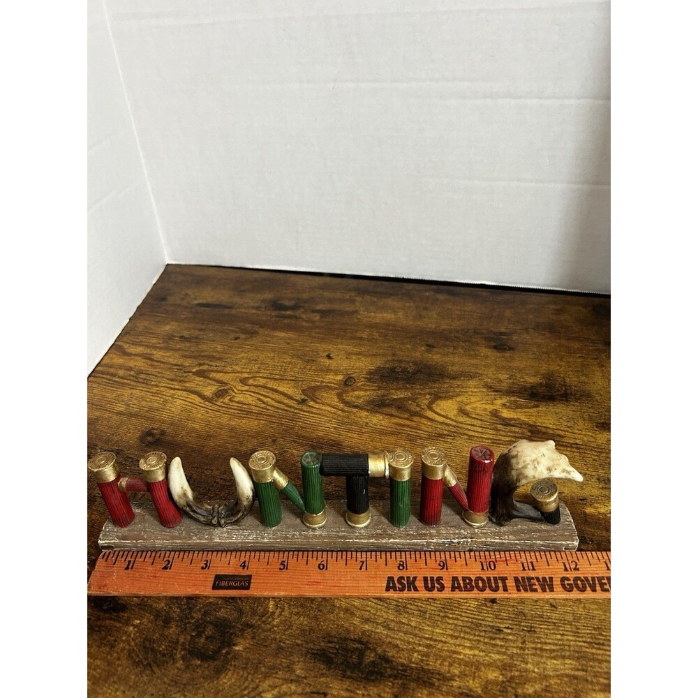 Hunting Sign Shotgun Shells Antlers Deer Resin 12”L 3”H Western Shelf Decor - Picture 8 of 11